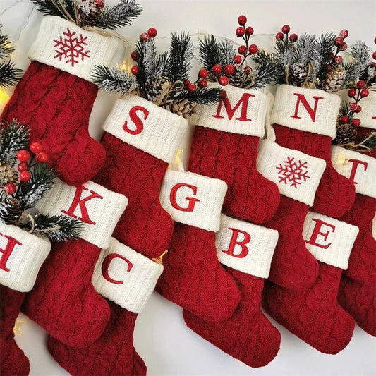 Chaussettes de Noël avec lettres de l’alphabet – Choisissez votre initiale