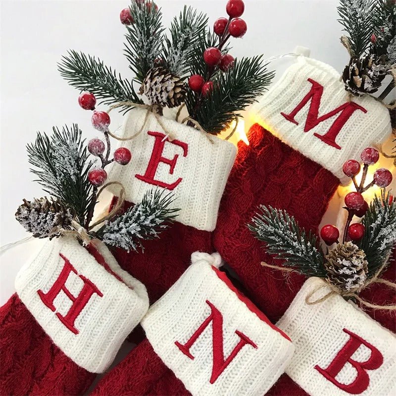 Chaussettes de Noël avec lettres de l’alphabet – Choisissez votre initiale