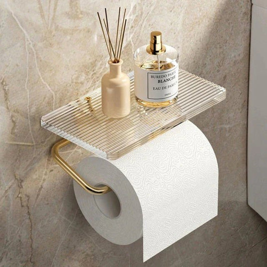 Porte-papier toilette en acrylique transparent avec cadre en métal