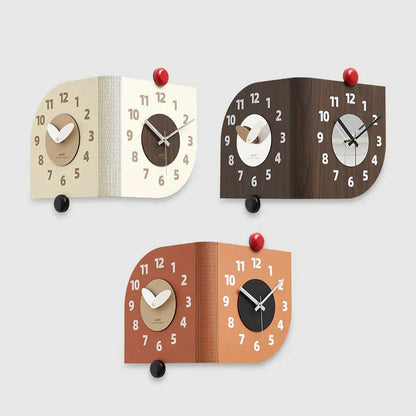 Horloge murale d’angle en bois double face – Design Noyer