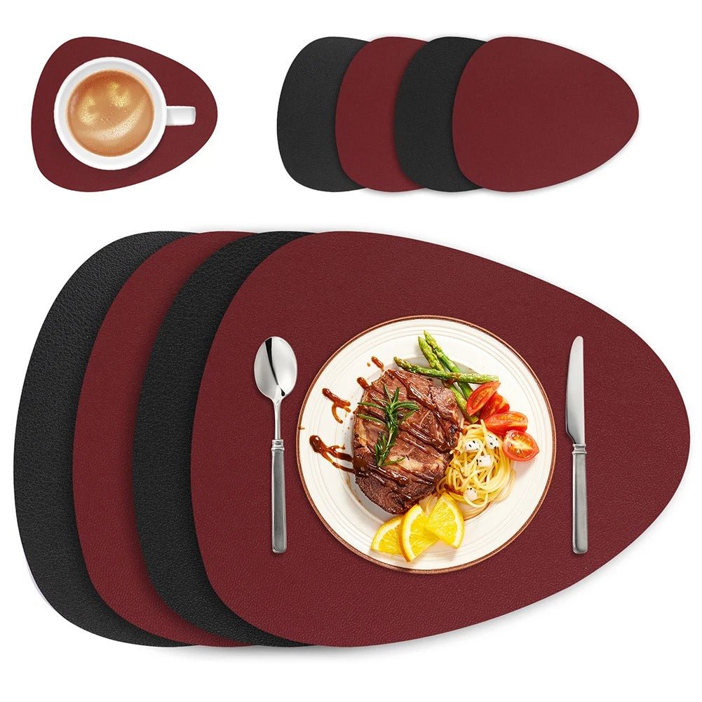 Set de Sets de Table Écologiques Réversibles en Cuir – Imperméables et Résistants à l’Huile