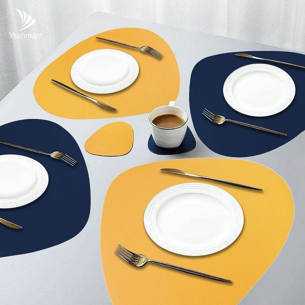 Set de Sets de Table Écologiques Réversibles en Cuir – Imperméables et Résistants à l’Huile