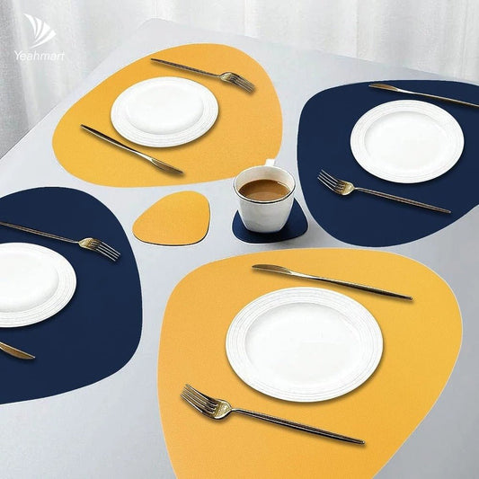 Set de Sets de Table Écologiques Réversibles en Cuir – Imperméables et Résistants à l’Huile