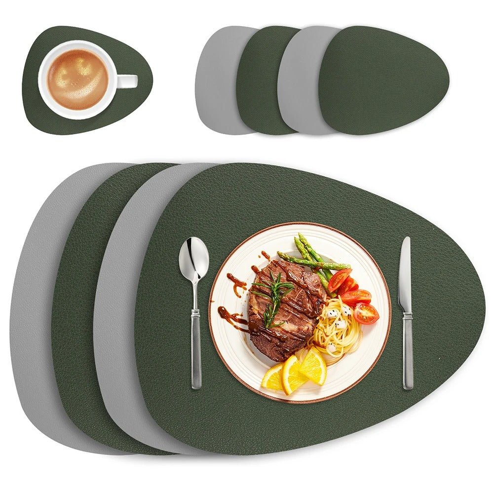 Set de Sets de Table Écologiques Réversibles en Cuir – Imperméables et Résistants à l’Huile