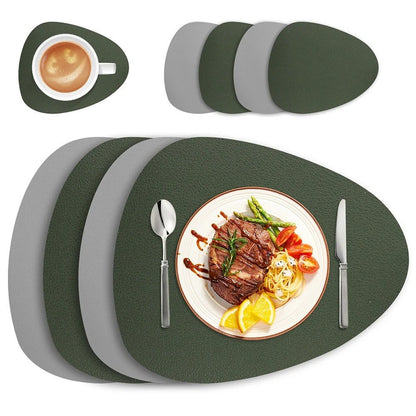 Set de Sets de Table Écologiques Réversibles en Cuir – Imperméables et Résistants à l’Huile