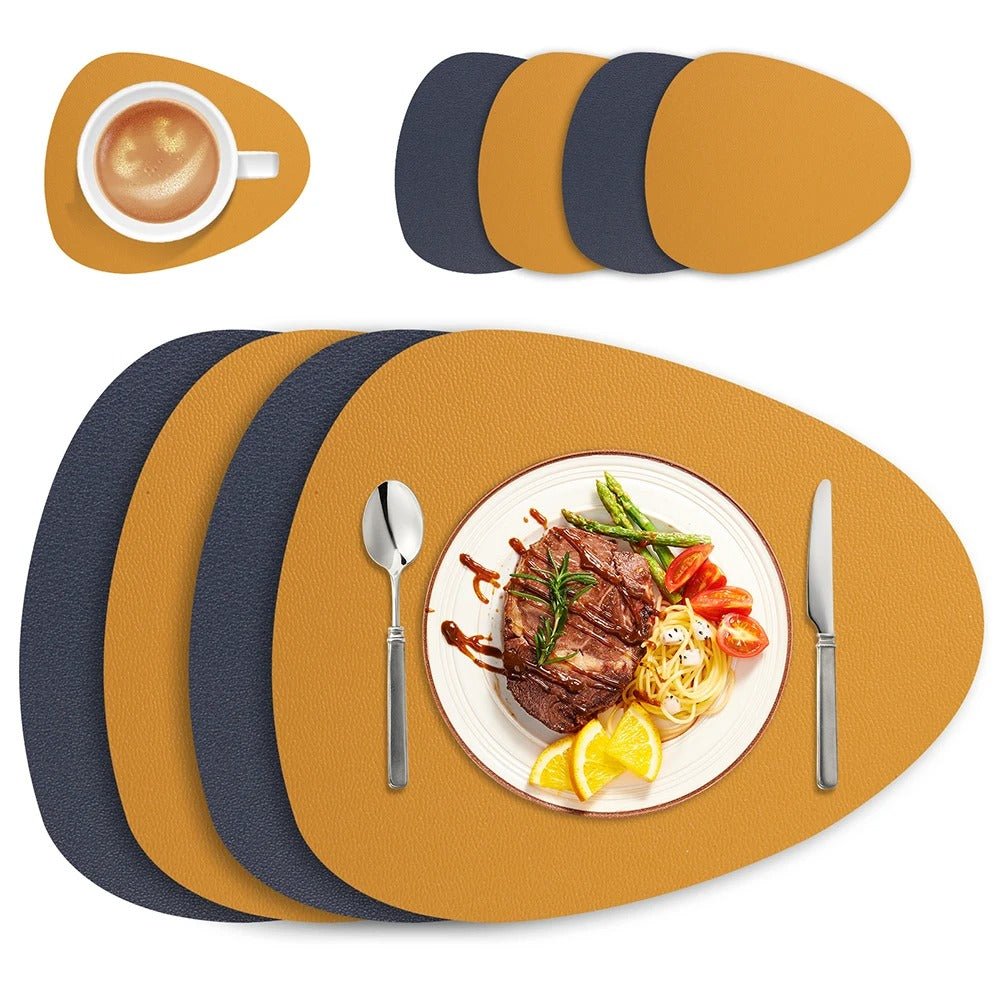 Set de Sets de Table Écologiques Réversibles en Cuir – Imperméables et Résistants à l’Huile