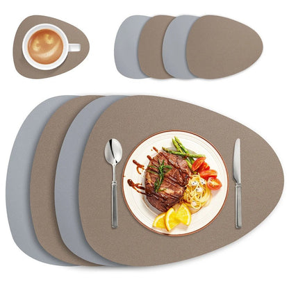 Set de Sets de Table Écologiques Réversibles en Cuir – Imperméables et Résistants à l’Huile