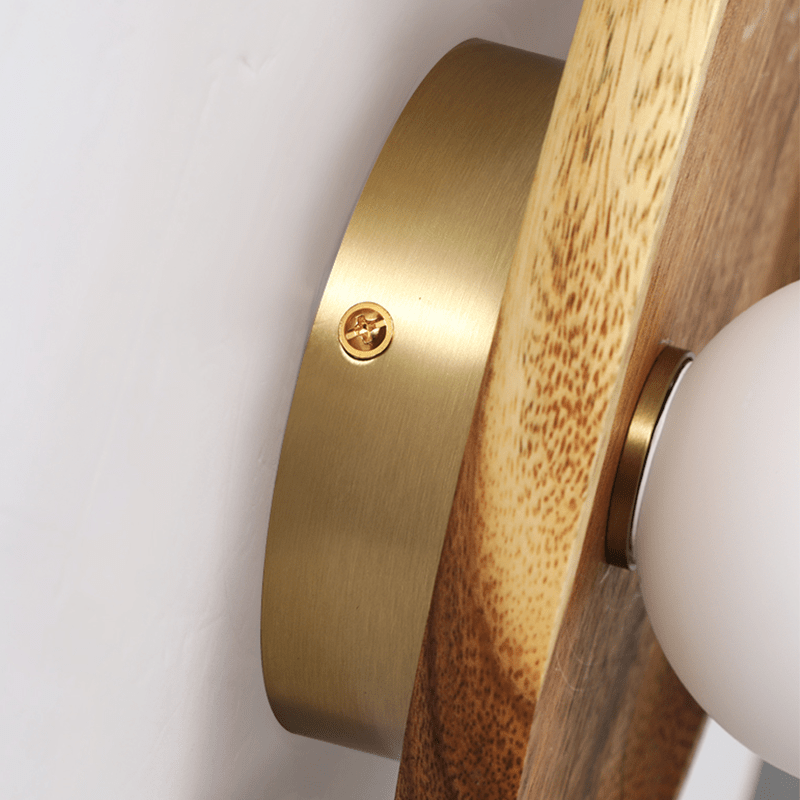 Applique murale globe avec socle en bois massif