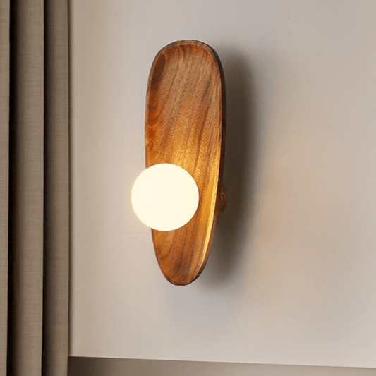 Applique murale globe avec socle en bois massif