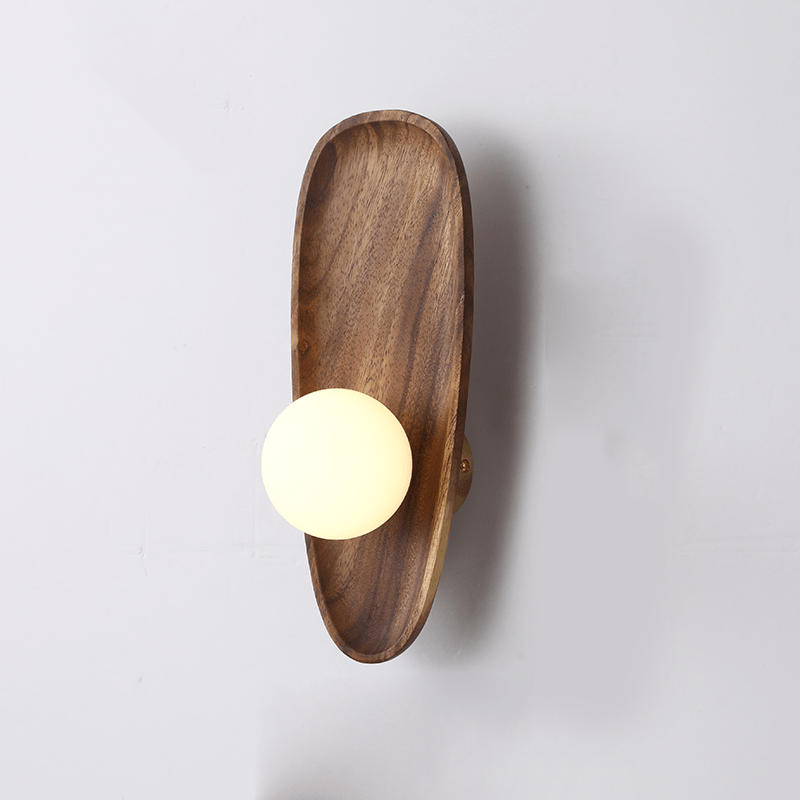 Applique murale globe avec socle en bois massif