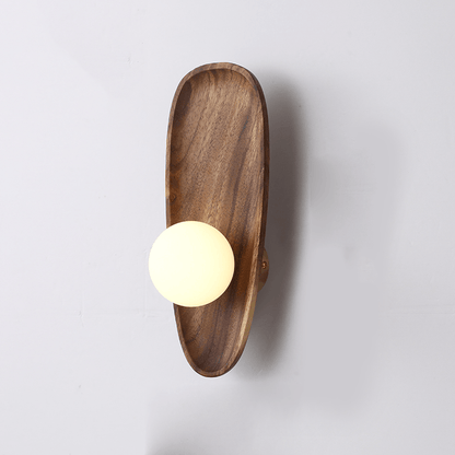 Applique murale globe avec socle en bois massif