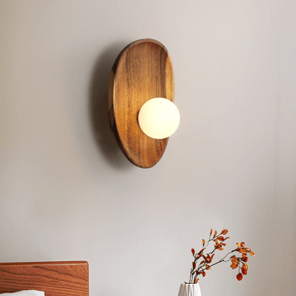 Applique murale globe avec socle en bois massif