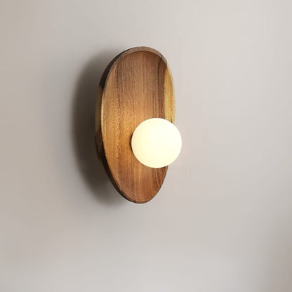 Applique murale globe avec socle en bois massif