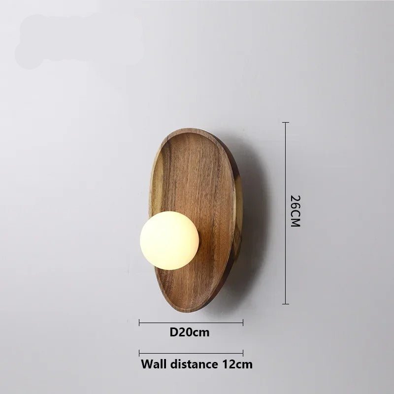 Applique murale globe avec socle en bois massif