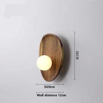 Applique murale globe avec socle en bois massif