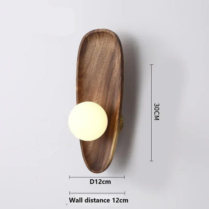 Applique murale globe avec socle en bois massif