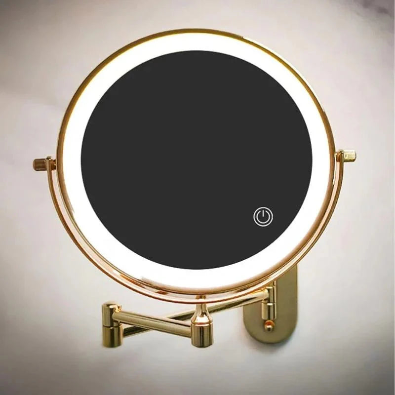 Miroir grossissant LED doré – Rechargeable, idéal pour maquillage et salle de bain