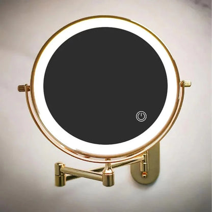 Miroir grossissant LED doré – Rechargeable, idéal pour maquillage et salle de bain