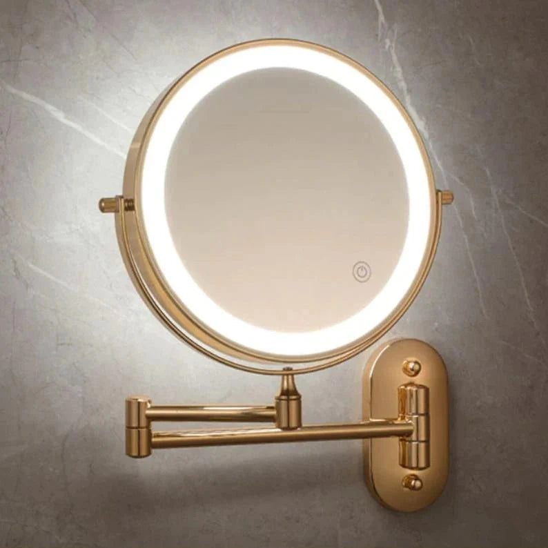 Miroir grossissant LED doré – Rechargeable, idéal pour maquillage et salle de bain