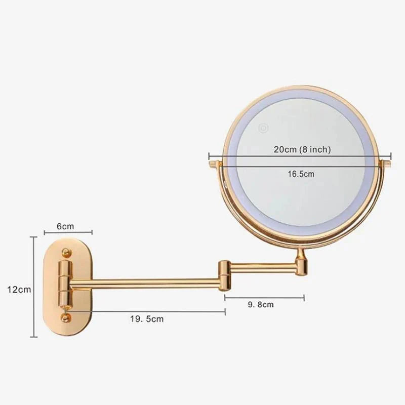 Miroir grossissant LED doré – Rechargeable, idéal pour maquillage et salle de bain