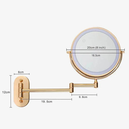 Miroir grossissant LED doré – Rechargeable, idéal pour maquillage et salle de bain