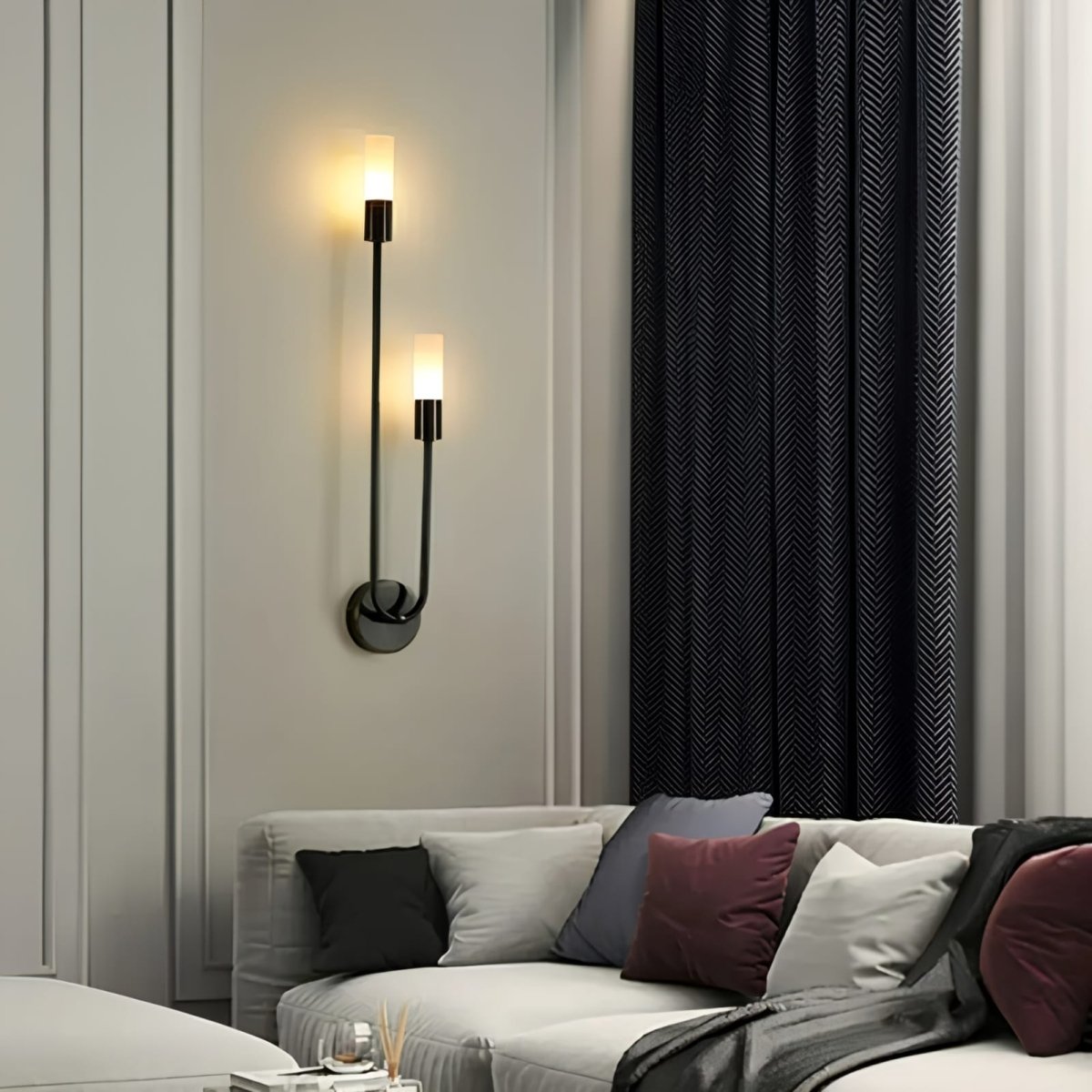 Applique murale dorée avec double cylindres en verre dépoli