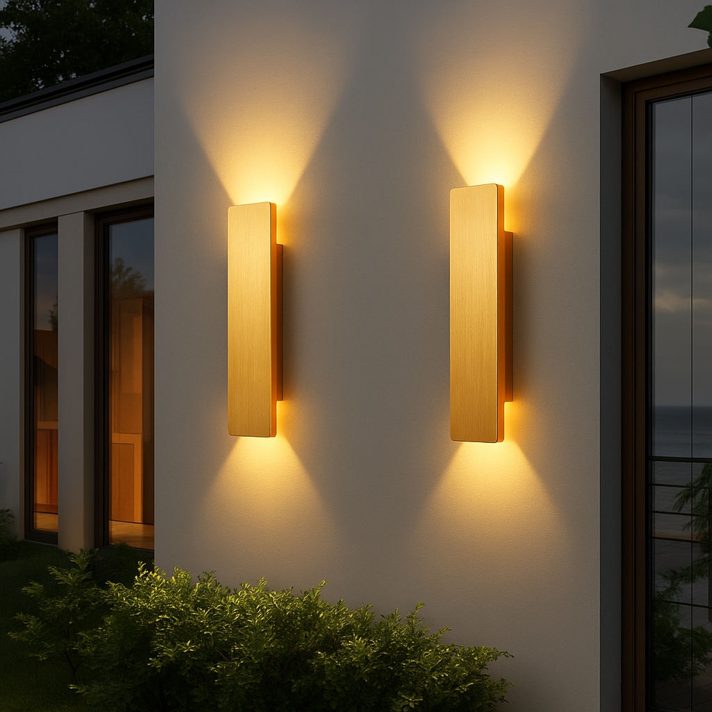 Appliques murales LED dorées étanches – Style et durabilité pour l’extérieur