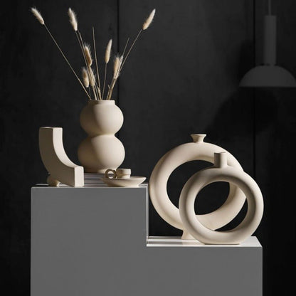 Vase en Céramique et Porte-Bougies Faits Main