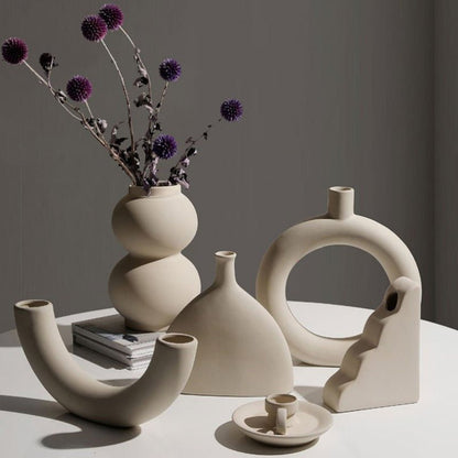 Vase en Céramique et Porte-Bougies Faits Main