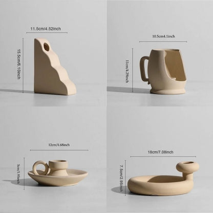 Vase en Céramique et Porte-Bougies Faits Main
