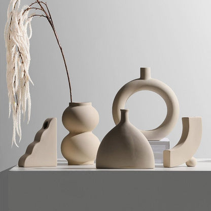 Vase en Céramique et Porte-Bougies Faits Main