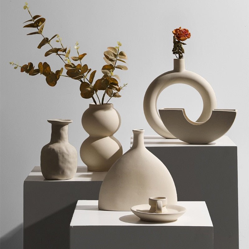 Vase en Céramique et Porte-Bougies Faits Main