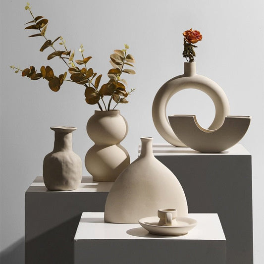 Vase en Céramique et Porte-Bougies Faits Main