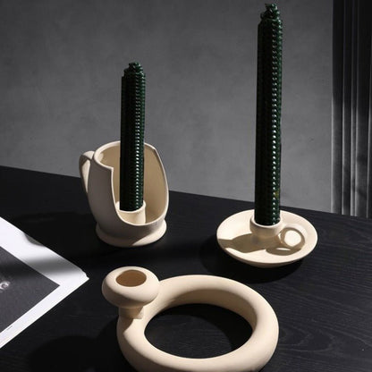 Vase en Céramique et Porte-Bougies Faits Main