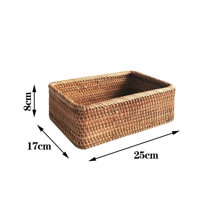 Panier rectangulaire multifonction en rotin tressé à la main