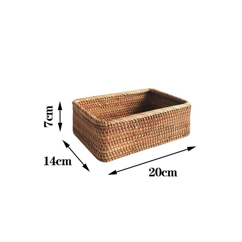 Panier rectangulaire multifonction en rotin tressé à la main