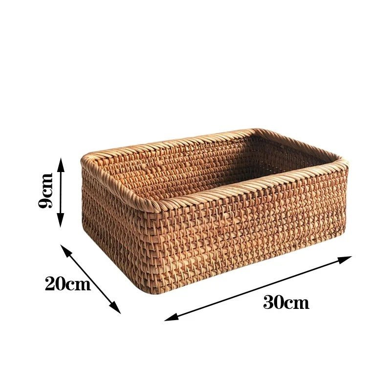 Panier rectangulaire multifonction en rotin tressé à la main