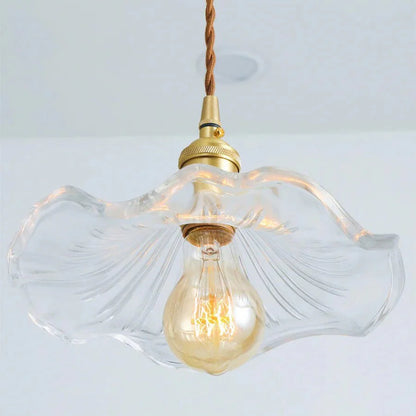 Suspension en verre ondulé fleur d’hibiscus
