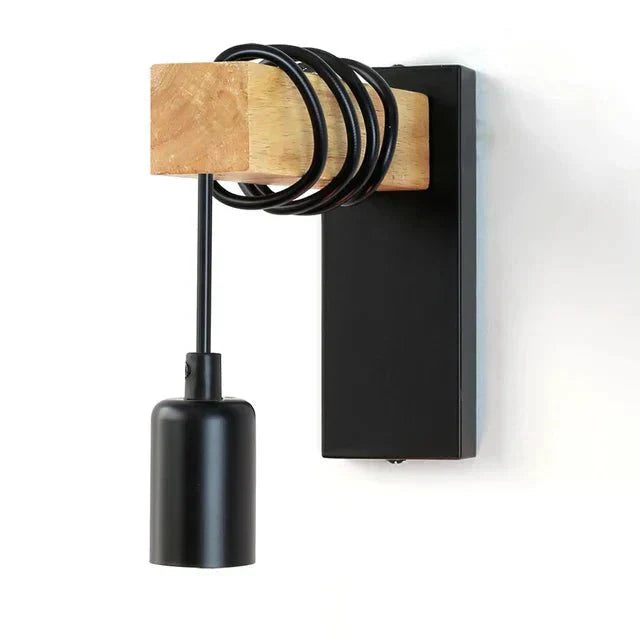 Applique murale industrielle en bois et fer