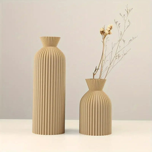 Ensemble de 2 Vases en Plastique Japandi – Pièce Maîtresse
