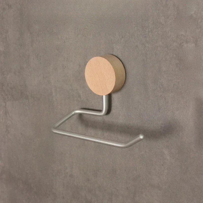 Porte-papier toilette en métal avec accents en bois