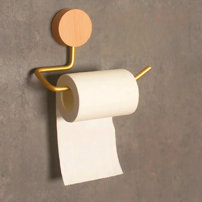Porte-papier toilette en métal avec accents en bois