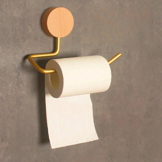 Porte-papier toilette en métal avec accents en bois