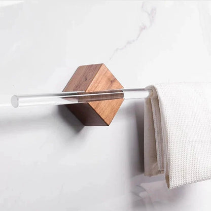 Porte-serviettes de bain minimaliste – Accents en laiton, bois et acrylique