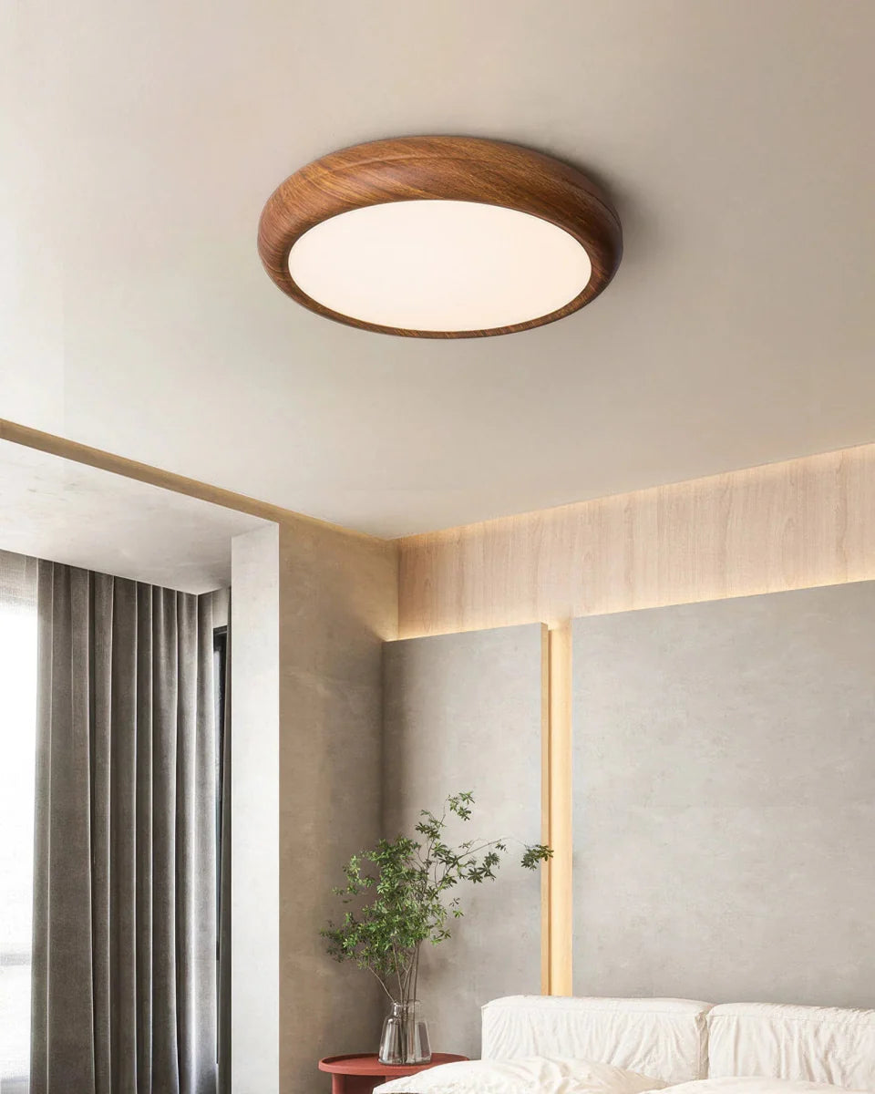Plafonnier LED moderne en noyer