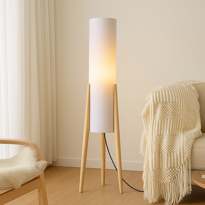 Lampadaire en bois naturel | Lampe sur pied style bohème