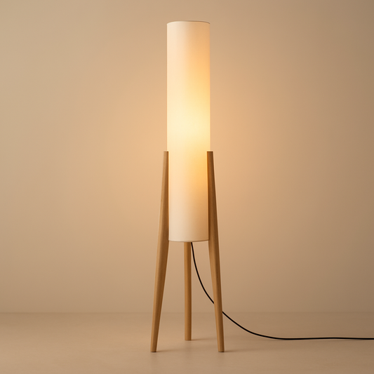 Lampadaire en bois naturel | Lampe sur pied style bohème