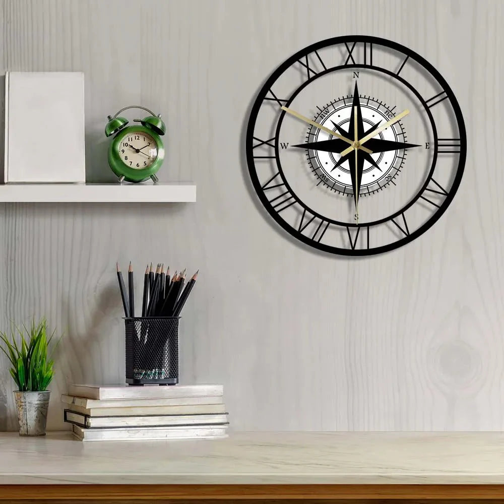 Horloge murale boussole nautique – Design luxueux et élégant & artisanat de précision