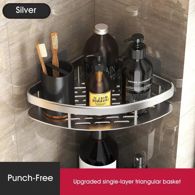Étagère d’angle de salle de bain sans perçage – Rangement élégant et pratique pour la douche