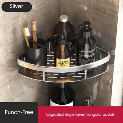 Étagère d’angle de salle de bain sans perçage – Rangement élégant et pratique pour la douche